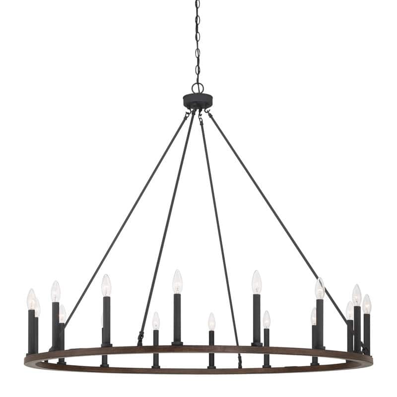 47In Farmhouse 16-light Large Round Wagon Wheel Candle Chandelier - 47'' D X 140'' H