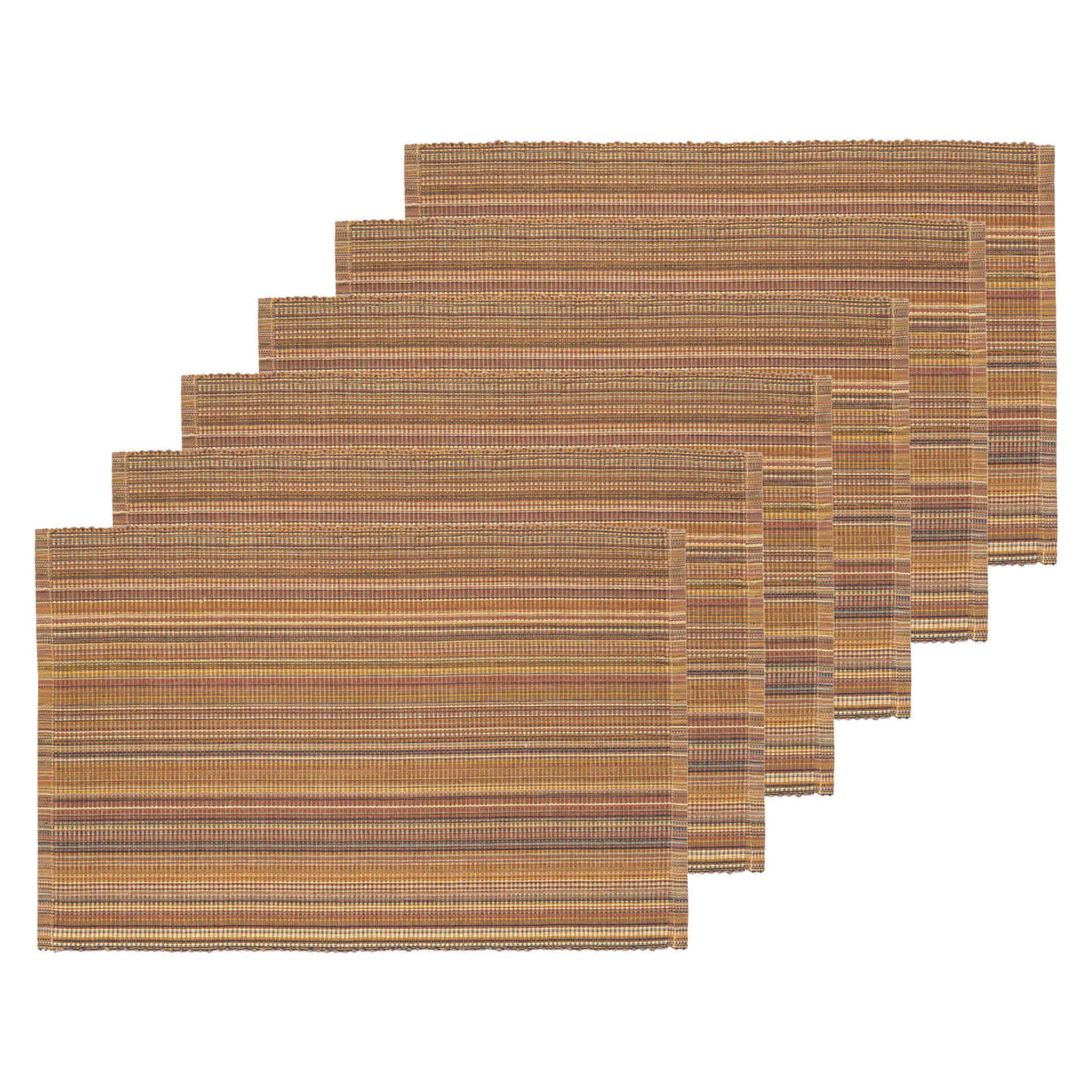 Cedar Stripes 100% Cotton Handwoven Set of 6 Placemats 13" x 19"
