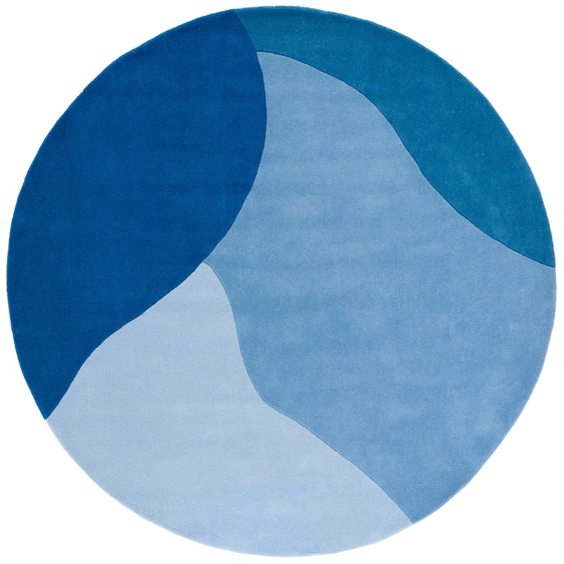 SAFAVIEH Handmade Fifth Avenue Geert Mid-Century Modern Wool Rug - 7' Round - Blue