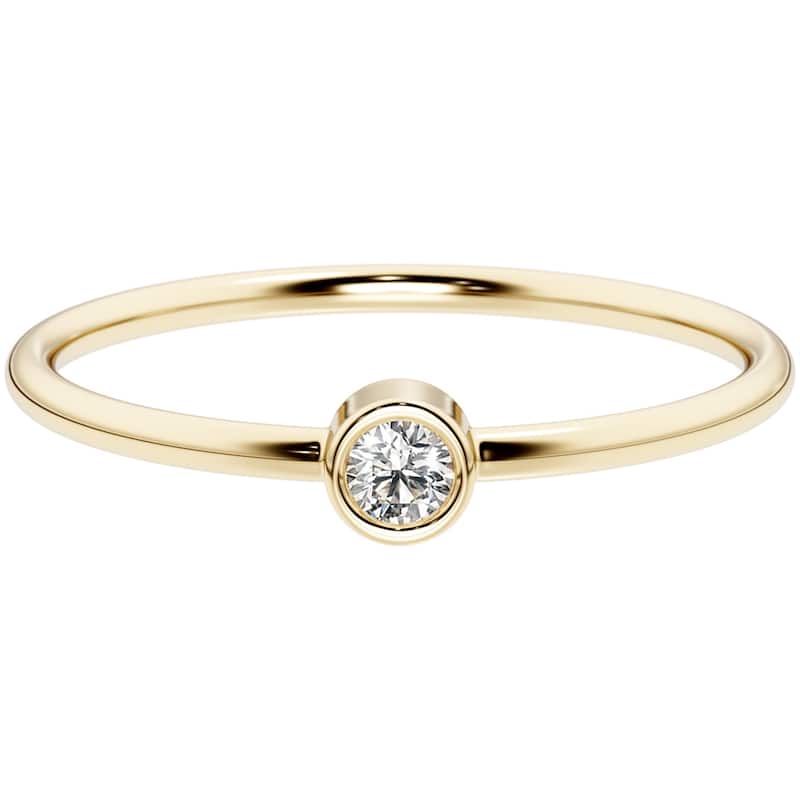 14k Gold Plated Sterling Silver Lab Diamond 1/20 ct Stacking Ring Band