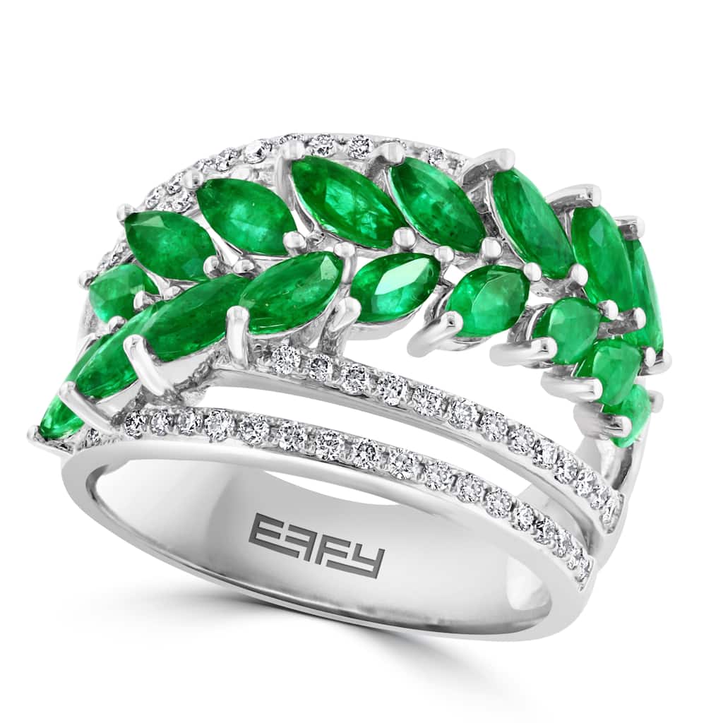 EFFY 14K Gold Diamond Natural Emerald Ring
