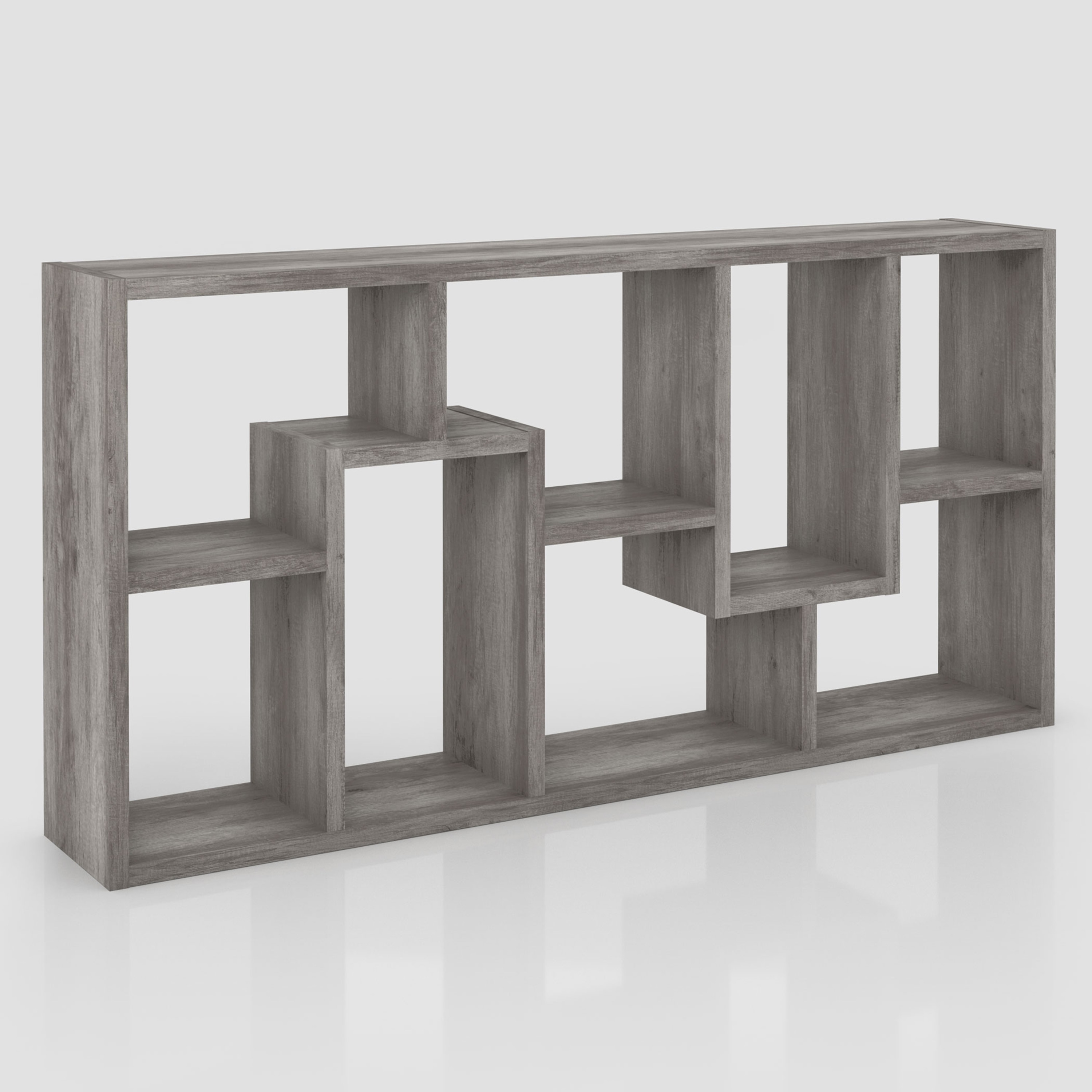 DH BASIC Modern Grey 71-inch 8-Open Shelf Display Bookcase by