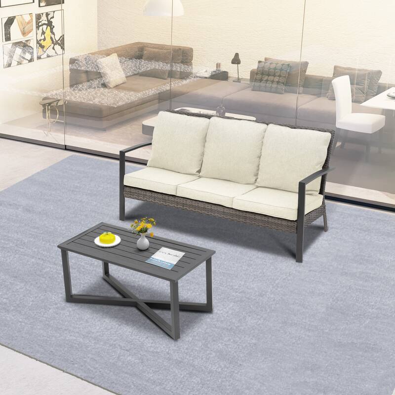 Outdoor Seating Group with Cushions and Table - 1sofagetbeige