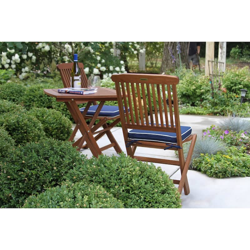3pc. Eilaf Square Bistro Set with Blue Cushions - N/A