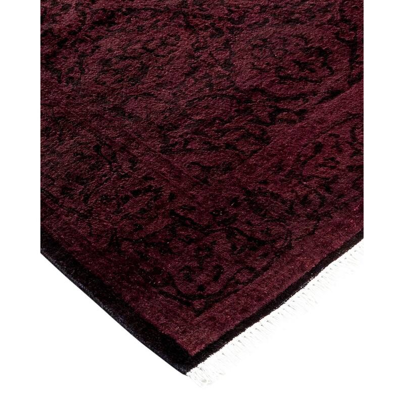Overton Hand Knotted Wool Vintage Inspired Modern Contemporary Overdyed Black Runner Rug - 2' 6" x 11' 10"