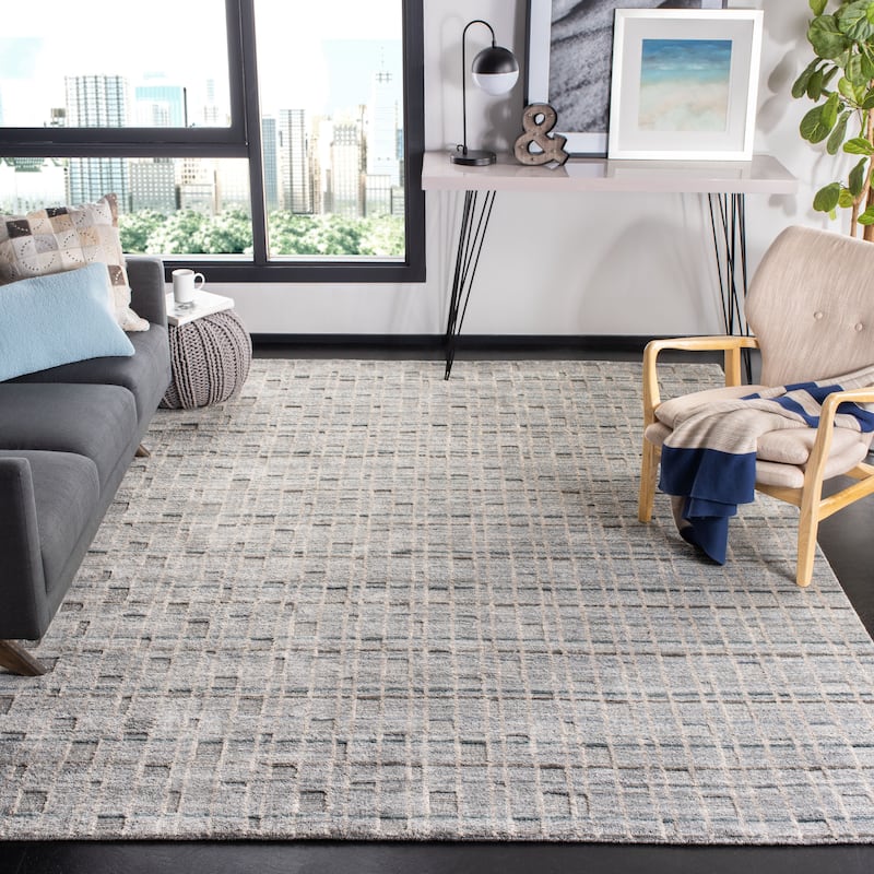 SAFAVIEH Handmade Mirage Canelle Modern Abstract Viscose Rug - 8' x 10' - Grey/Blue