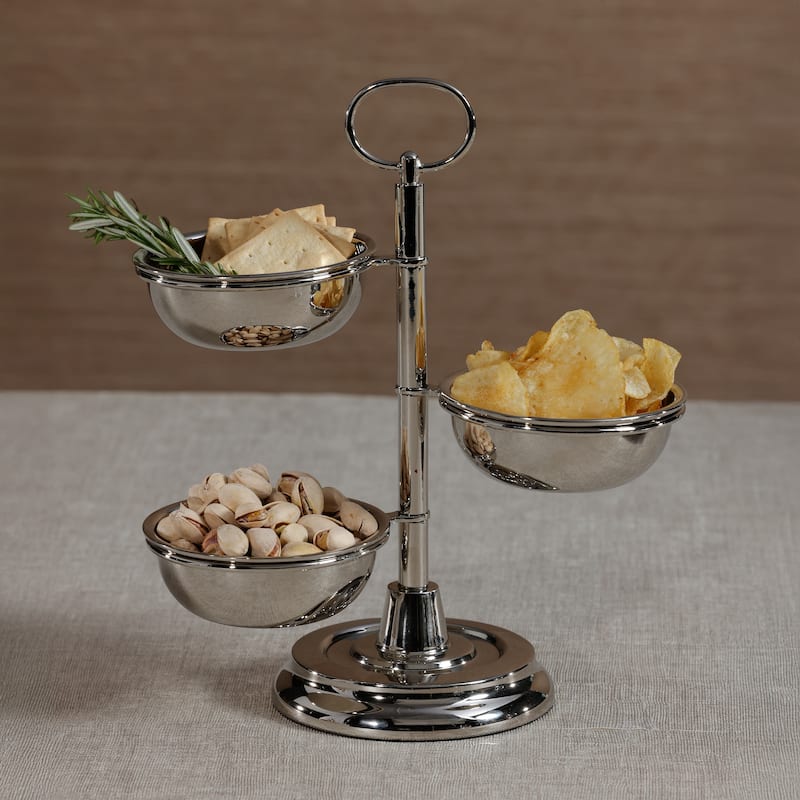 Polished Metal 3-Tier Appetizer and Condiment Server