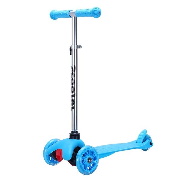 slide 2 of 8, Adjustable Kids Kick Scooter with Flashing Wheels, Lightweight Design, and Smooth Steering Blue