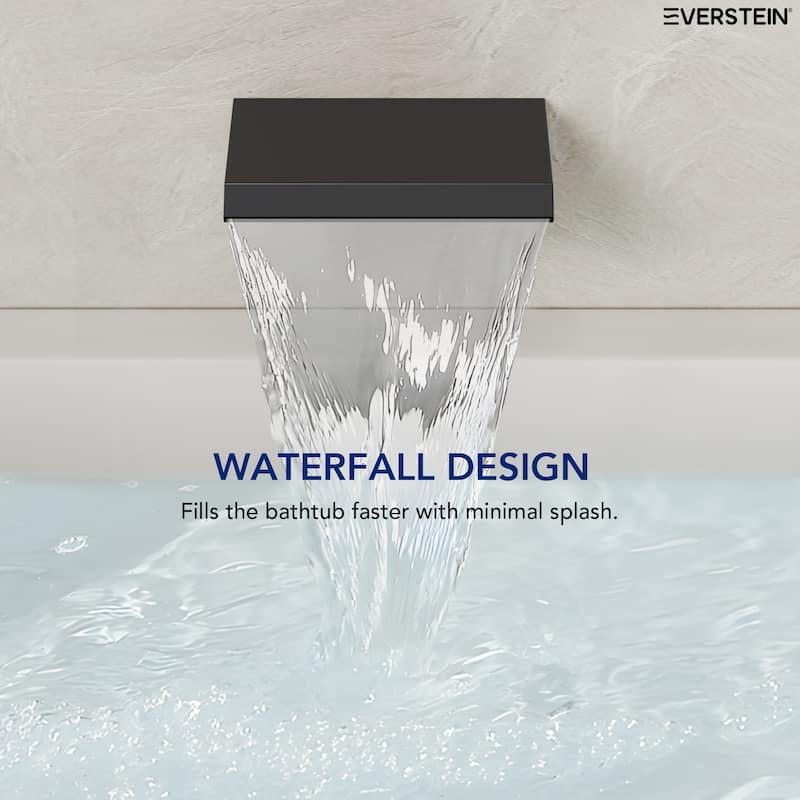 Waterfall Tub Faucet with Rough-in Valve,Wall Mounted Tub Spout with Handheld Shower