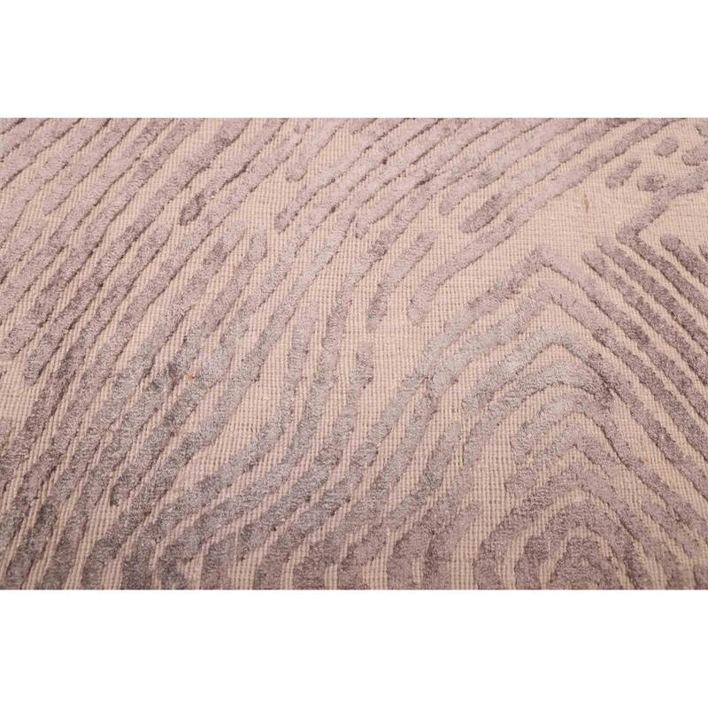 ECARPETGALLERY Hand Loomed Elysian Grey Viscose, Wool Rug - 6'8 x 10'0