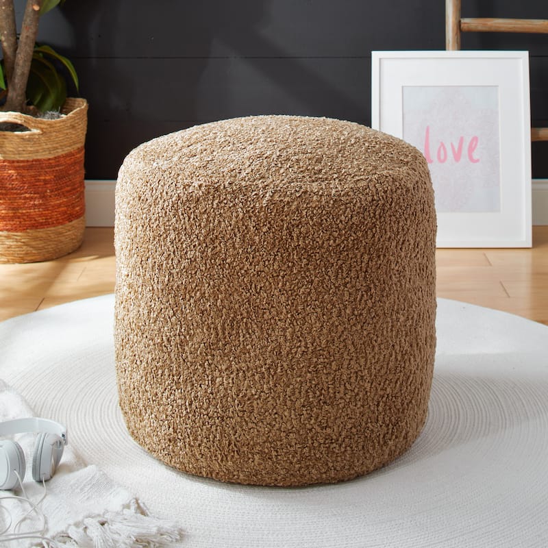 Sorra Home Indoor Soft-Textured Bean Pouf/Ottoman - 20 in x 20 in x 18 in - Zazzle Taupe