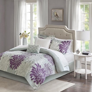 Twin Size Comforter Set with Cotton Bed Sheets Purple - Bed Bath ...