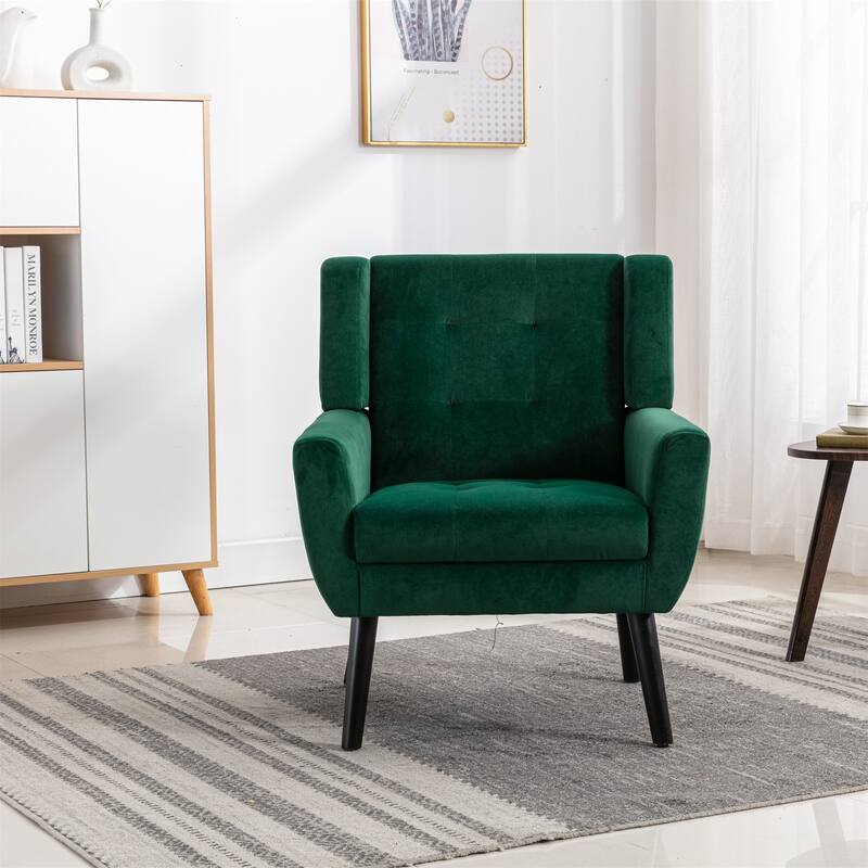 Modern Soft Linen Material Ergonomics Accent Chair Living Room Chair - Retro Green