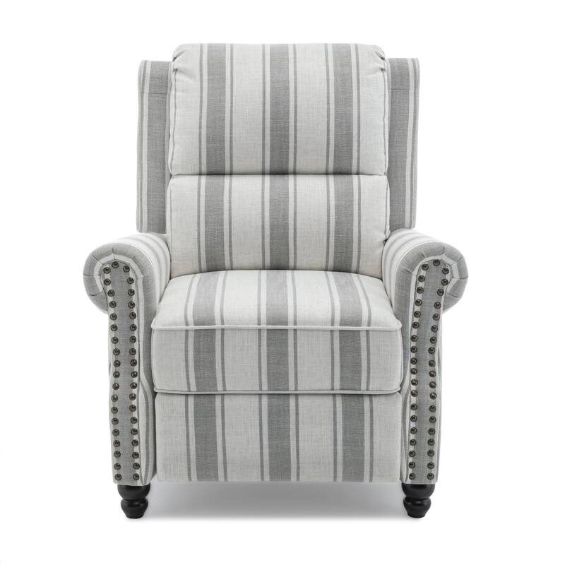 Mid-Century Nailhead PU Leather Linen Recliner
