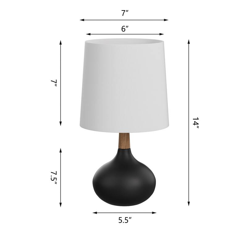 Maxax 14'' Ceramic And Wood Modern Table Lamp Set For Living Room/bedroom (Set of 2)