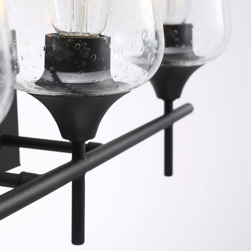 CO-Z Matte Black Vanity Light with Clear Seeded Glass Shade