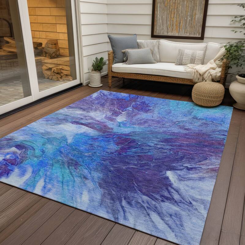 Machine Washable Indoor/ Outdoor Chantille Contemporary Splash Rug