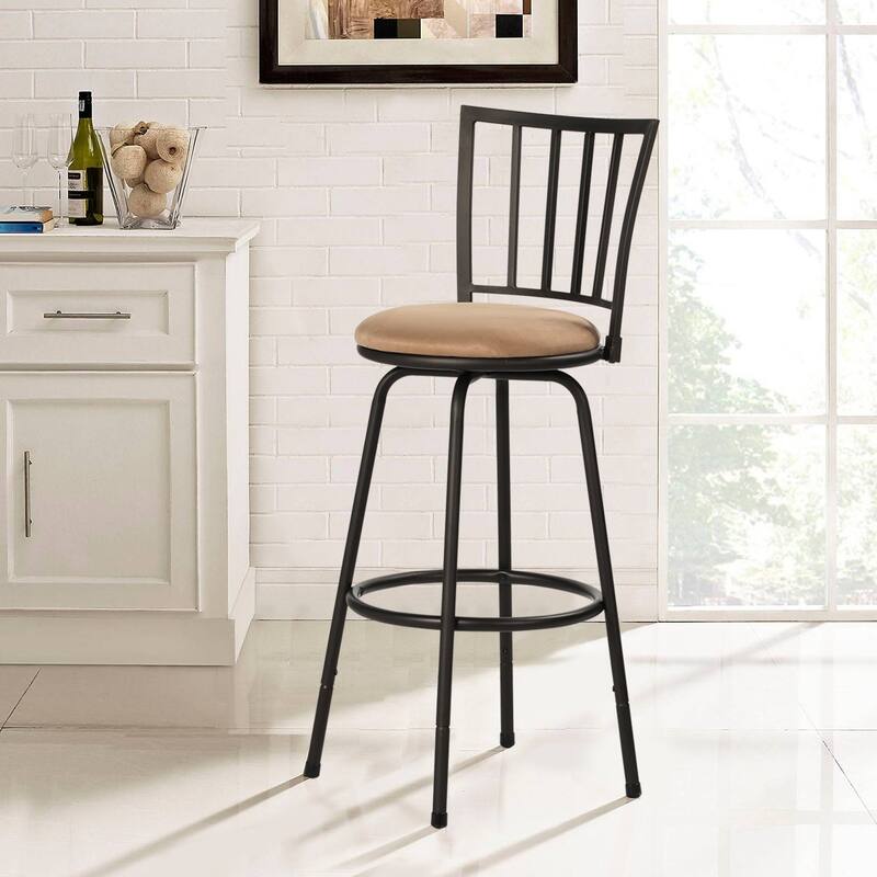 VECELO Counter Height Barstools, Adjustable Bar Stools from 36.4-42.8Inch,Upholstered Seat Swivel Barstool Set of 2/4/6