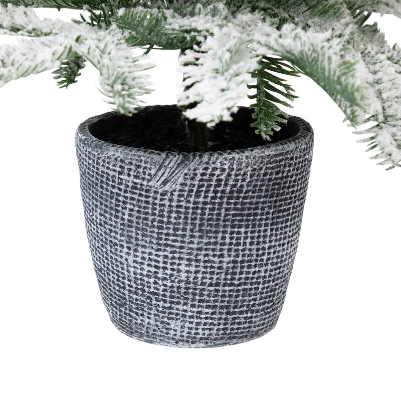 Flocked Pine Potted Artificial Christmas Tree - 28" - Unlit - 2 Foot