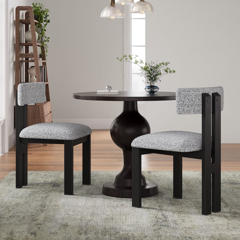 2Pcs Upholstered Armless Modern Dining Chairs Kitchen Chairs with With Metal Legs & Non-Slip Pads - Black