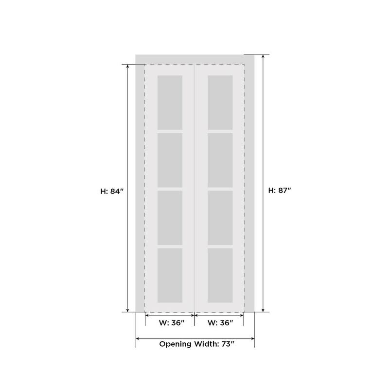 Sliding Closet Bi-fold Doors | Mela 0755 Painted White | Sturdy Tracks Moldings Trims | Wood Solid Bedroom Wardrobe Doors
