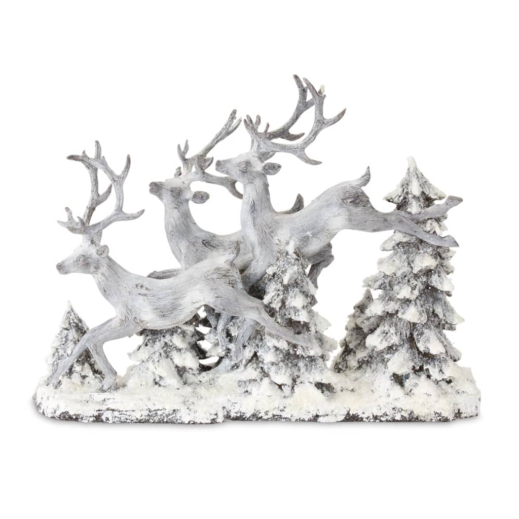 Reindeers and Trees Christmas Tabletop Decoration - 16" - White