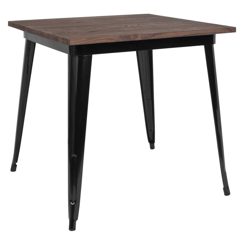 Industrial Steel and Wood Compact Square Dining Table - 31.5"W x 31.5"D x 30.5"H