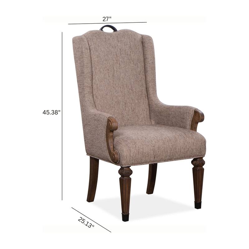 Magnussen Home Durango Willadeene Brown Upholstered Host Chair Two Pack - 27''W x 25.13''D x 45.38''H