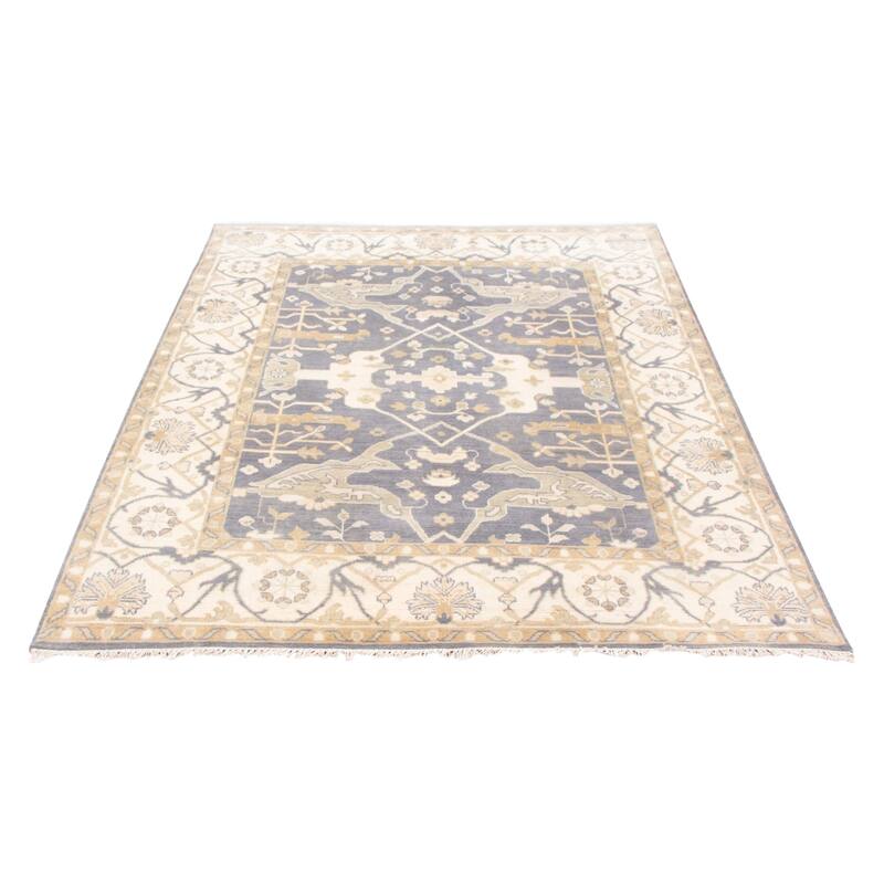 ECARPETGALLERY Hand-knotted Royal Oushak Dark Grey Wool Rug - 7'10 x 10'1