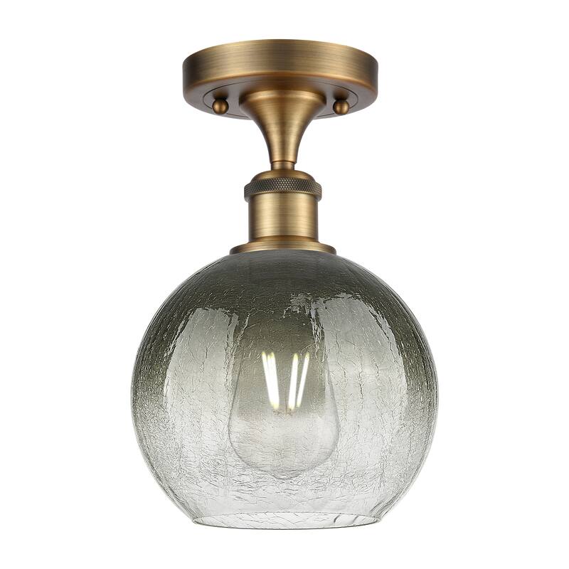 Innovations Lighting Endless Possibilities Ballston - Brookhaven Globe - 1 Light 8" Semi-Flush Mount - Slate/Brushed Brass