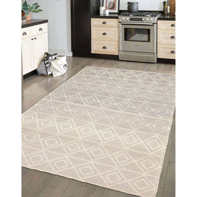ECARPETGALLERY Braid weave Sienna Cream Wool Rug - 5'0 x 8'3