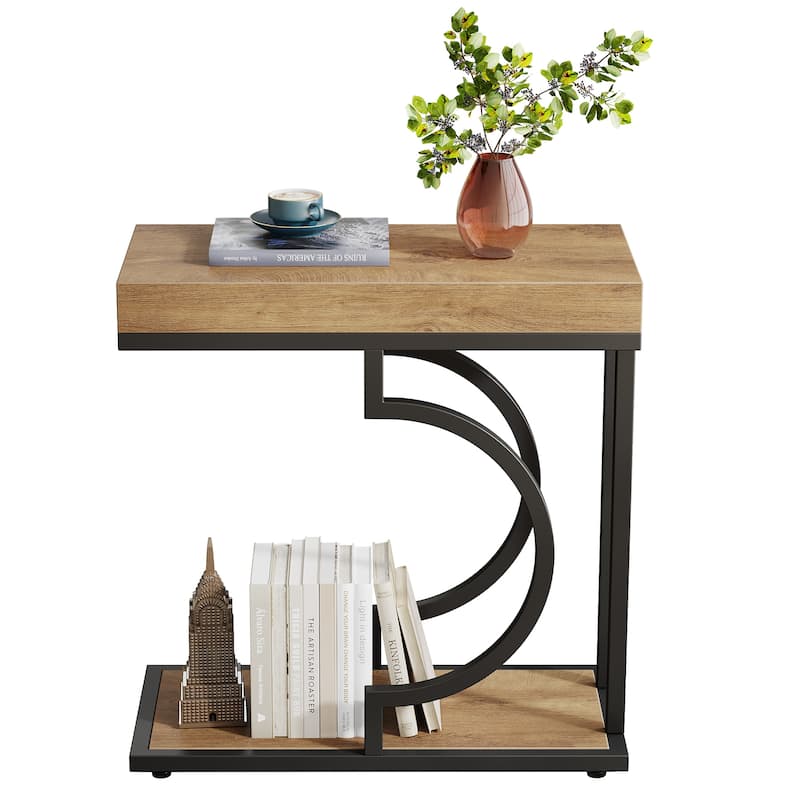 Narrow Side Table White Gold Side Table C Shaped End Table Modern Bedside Table Small Side Table for Couch Living Room