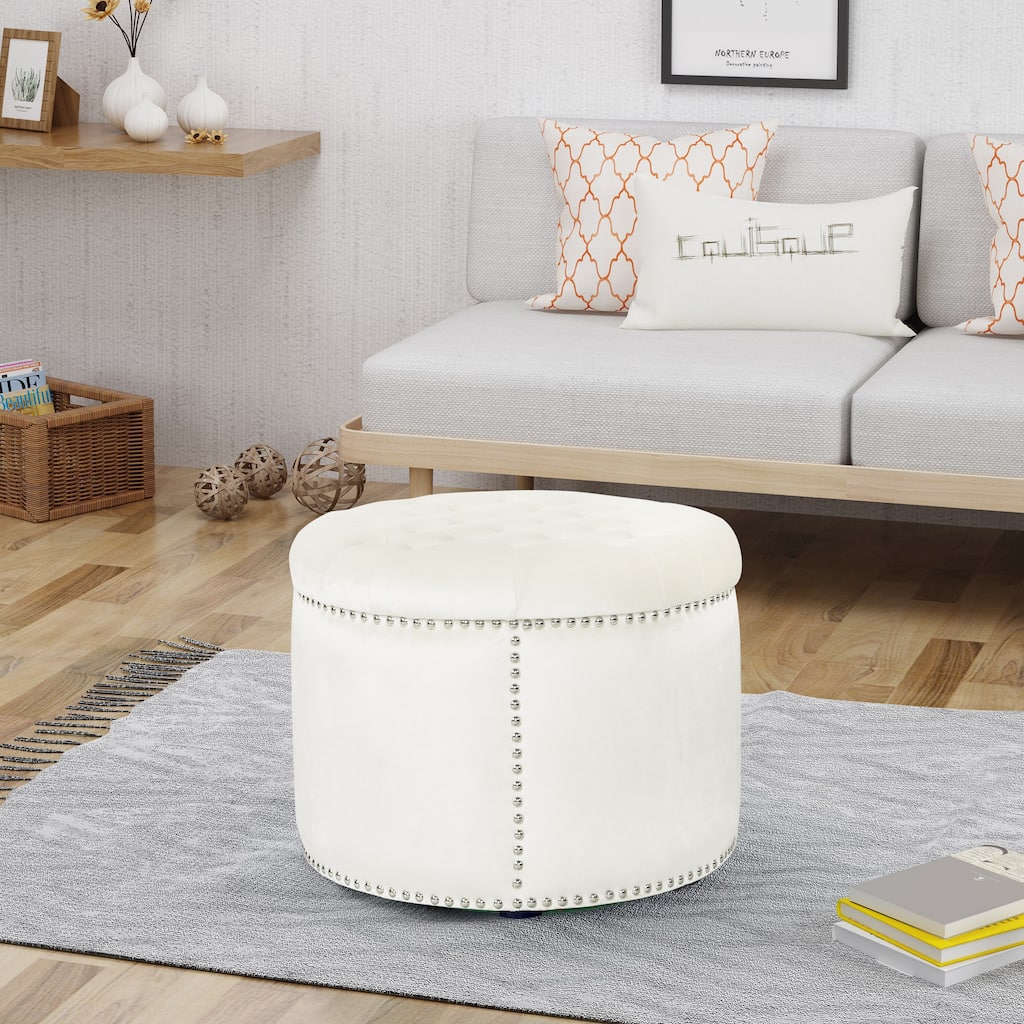 Anmytek Velvet Round Ottoman Plush Footrest Seat Home Decor