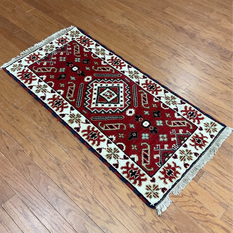 HERAT ORIENTAL Handmade Kazak Wool Rug - 2'1" x 4'2"