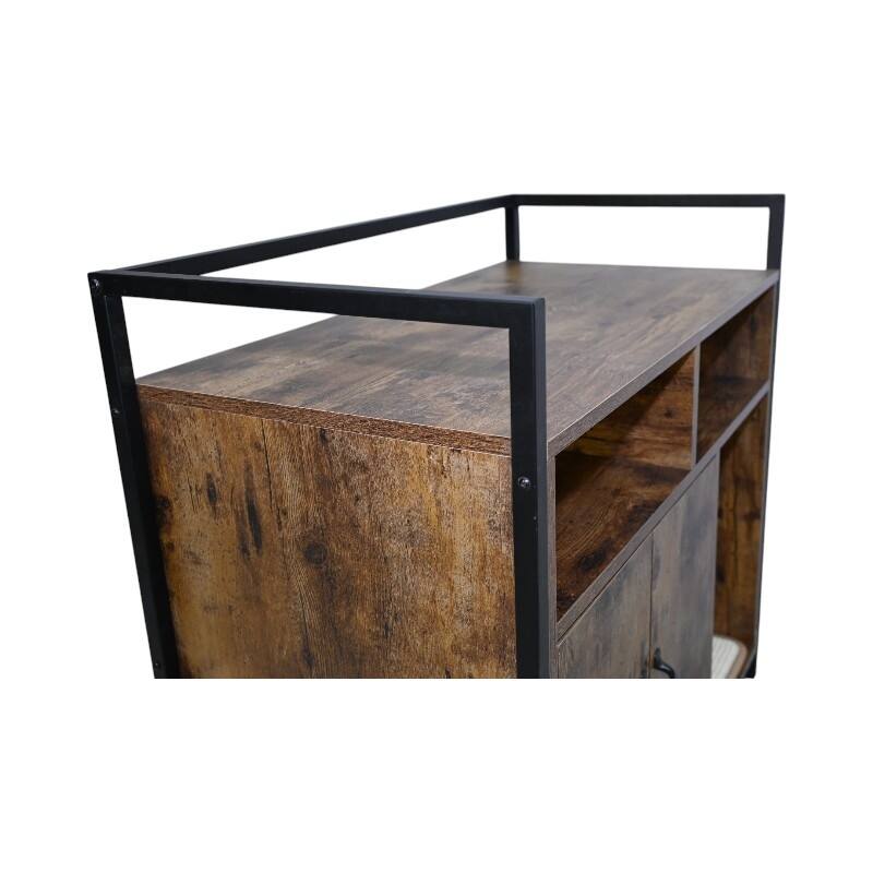 61 lbs Rustic Brown Wooden Cat Litter Box Enclosure, Spacious Hidden Cat Litter Box with Scratching Mat Furniture