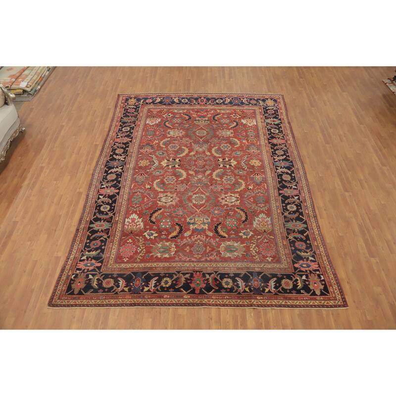 Hand Knotted Oriental 100% Wool Carpet Traditional Floral Oranges & Rust Sultanabad Area Rug - 13' 3'' X 9' 7''