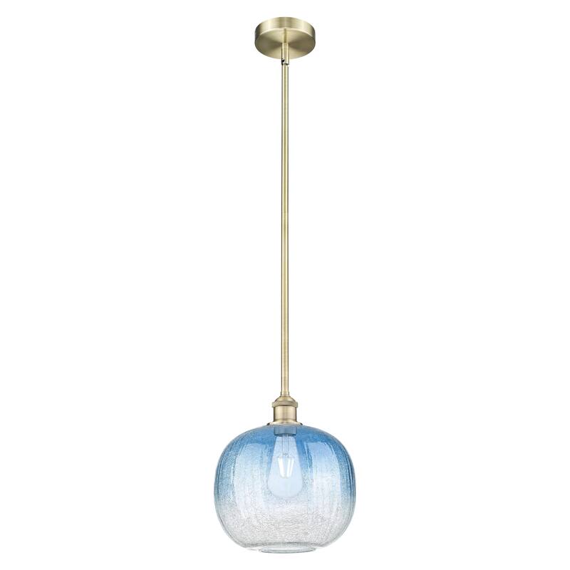 Innovations Lighting Endless Possibilities Edison - Brookhaven Sphere - 1 Light 11" Stem Hung Mini Pendant - Antique Brass/Sapphire Blue