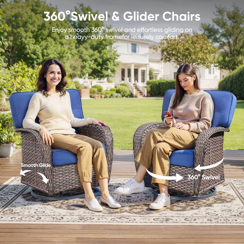 Pocassy Outdoor Swivel Chair Set Patio Funiture Chairs