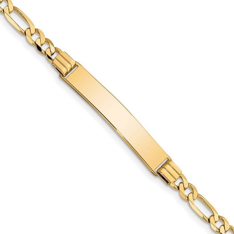 Curata 6.56mm 10k Yellow Gold Engravable Figaro Link ID Bracelet
