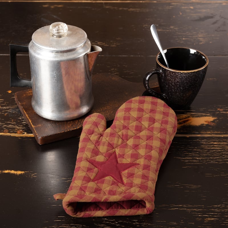 Burgundy Star Oven Mitt - Oven Mitt - N/A