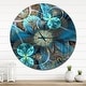 preview thumbnail 6 of 5, Designart 'Fractal Blue Flowers' Oversized Modern Wall CLock 29 in. wide x 29 in. high