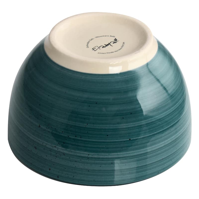 Elama Gia 24 Piece Round Stoneware Dinnerware Set in Dark Green
