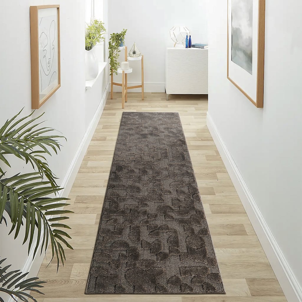 Roomfitters 2'2''x8' Machine Washable Boho Vintage Area Rug, Non-Slip Pet Friendly Indoor Living Room Decor Carpet - Brown