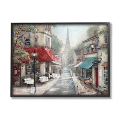 Stupell Parisian City Streets Traditional Countryside Bistro Architecture Framed Wall Art