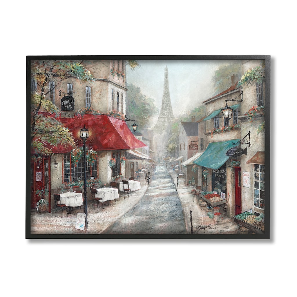 Stupell Parisian City Streets Traditional Countryside Bistro Architecture Framed Wall Art