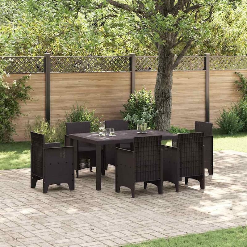 vidaXL Garden Table Anthracite/Brown poly rattan - Brown 59.1"