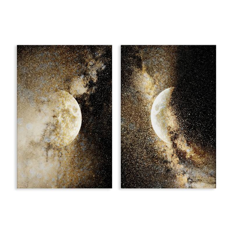 Stupell Moons with Starry Nebulas Canvas Wall Art Design By Gemma Bardot (Set of 2) - 24 x 36
