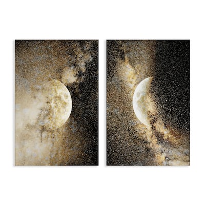 Stupell Moons with Starry Nebulas Canvas Wall Art Design By Gemma Bardot (Set of 2)