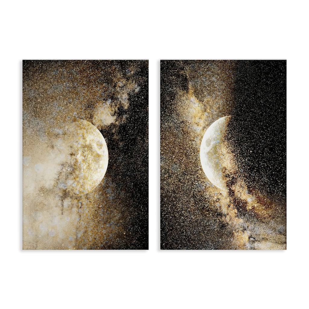 Stupell Moons with Starry Nebulas Canvas Wall Art Design By Gemma Bardot (Set of 2)