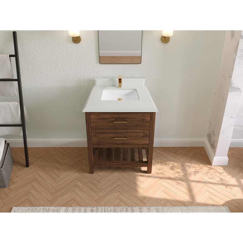 Willow Collections 30 in. W x 22 in. D Parker Solid Teak Single Sink Bathroom Vanity with Countertop